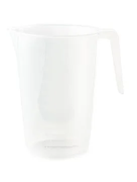 Measuring plastic cup isolated on white background Stock Photos