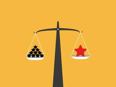 Measuring quantity versus quality Stock Illustration