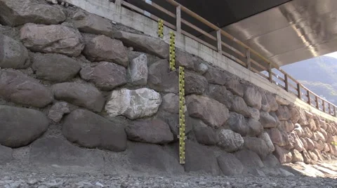 Measuring range for high water level to prevent floods of the river Video stock 48932462