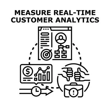 Measuring real time customer analytics data journey process Stock Illustration