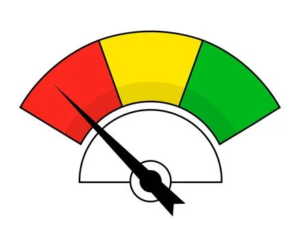 Measuring round indicator. Scale gauge with dial showing Illustrazione stock