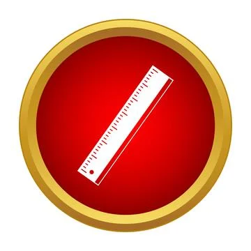 Measuring ruler tool icon in circular red frame Stock Illustration