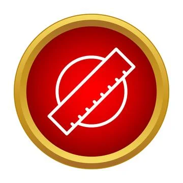 Measuring ruler tool icon on red circle background Stock Illustration