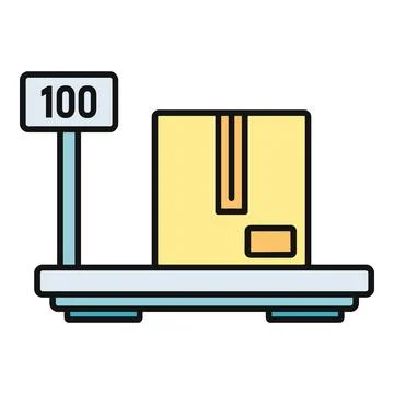 Measuring shipping package weight with a scale icon Stock Illustration