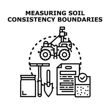 Measuring soil consistency boundaries scientific engineering analysis Stock Illustration