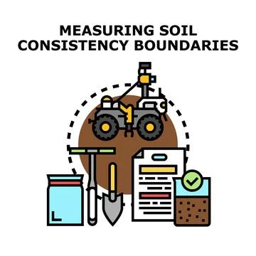 Measuring soil consistency boundaries scientific engineering analysis Stock Illustration