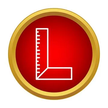 Measuring square tool icon on a red button Stock Illustration