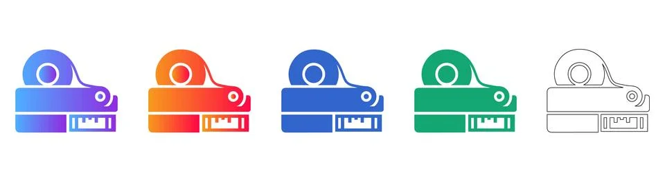 Measuring Tape Dispenser Tool Vector Set Illustrazione stock