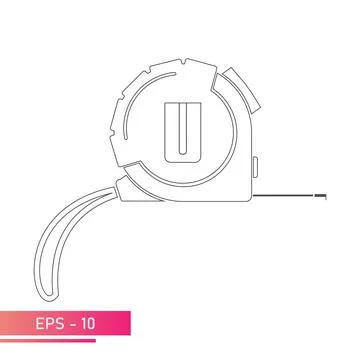 Measuring tape with flexible strap and belt clip. Linear design. On a white Stock Illustration