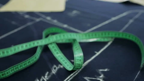 Measuring tape green workplace Stock Footage 90131498