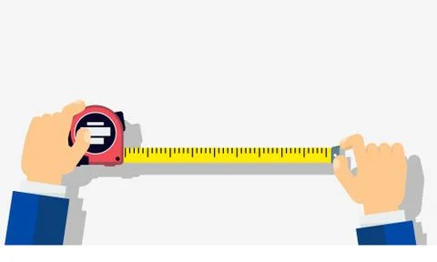 Measuring tape in the hands of a man. Stock Illustration