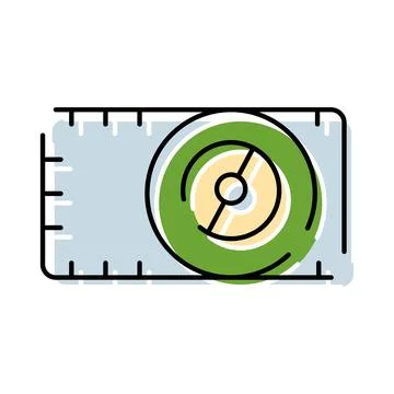 Measuring tape icon with compass showing direction and scale Illustrazione stock