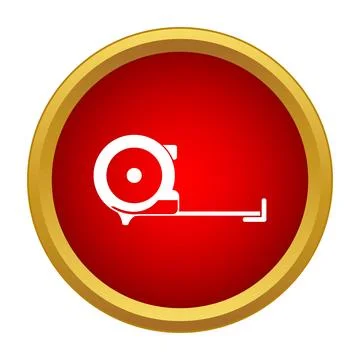Measuring tape icon in a red circle button Stock Illustration