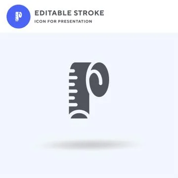 Measuring Tape icon vector, filled flat sign, solid pictogram isolated on whi Illustrazione stock