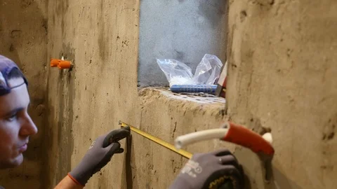 Measuring with a tape measure Stock Footage 87401101