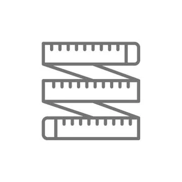 Measuring tape, tailor centimeter, roulette line icon. Illustrazione stock