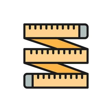 Measuring tape, tailor centimeter, roulette flat color line icon. Illustrazione stock