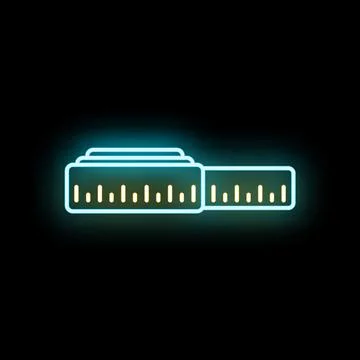 Measuring tape tool neon icon on black Stock Illustration