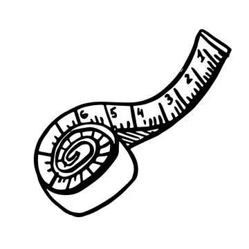Measuring tape. Vector icon black silhouette. Doodle style Stock Illustration