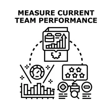 Measuring team performance and business evaluation progress Stock Illustration