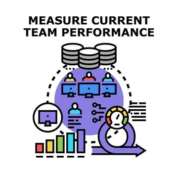 Measuring team performance with data analytics and progress metrics Stock Illustration