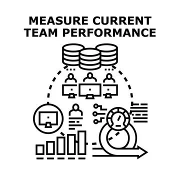 Measuring team performance with data analytics and progress metrics Stock Illustration
