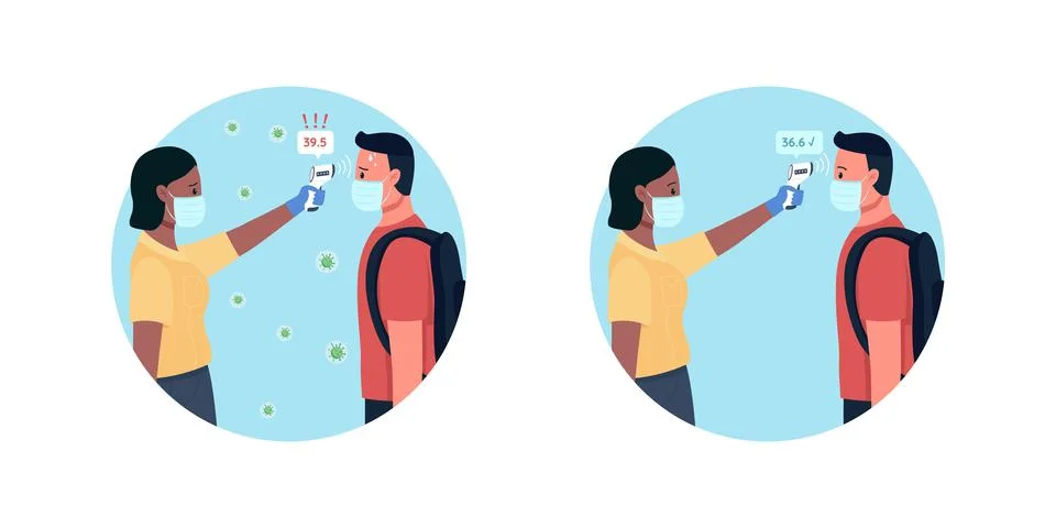 Measuring temperature 2D vector icon set Stock Illustration