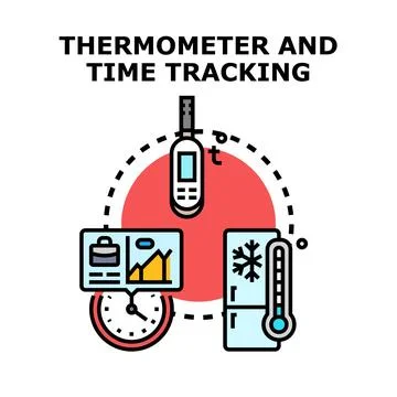 Measuring temperature and managing time tracking Stock Illustration