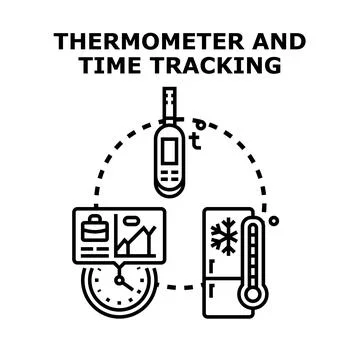 Measuring temperature and managing time tracking Stock Illustration