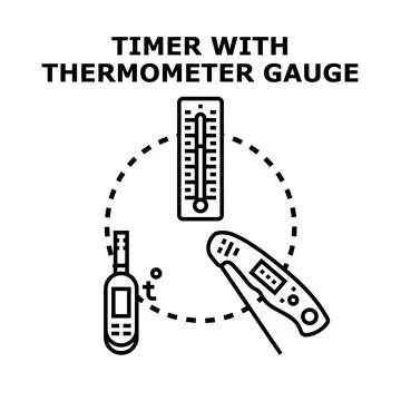 Measuring temperature and time with device icons Stock Illustration