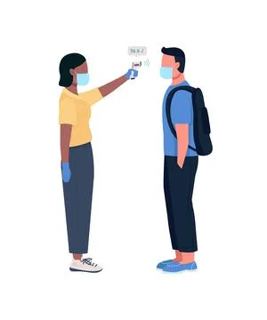 Measuring temperature flat color vector faceless character Stock Illustration