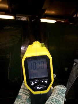 Measuring temperature of laser processing workpiece via thermocouple Stock Photos