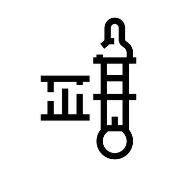 Measuring temperature with a simple thermometer icon graphic Stock Illustration