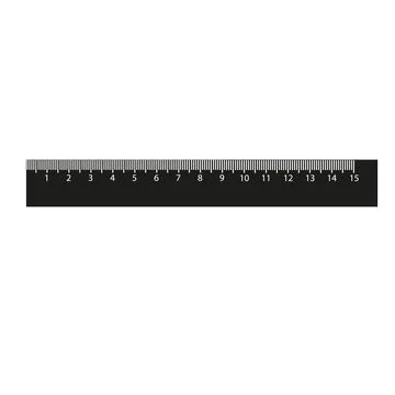 The measuring tool is a black isolated ruler with a scale in centimeters. Stock Illustration