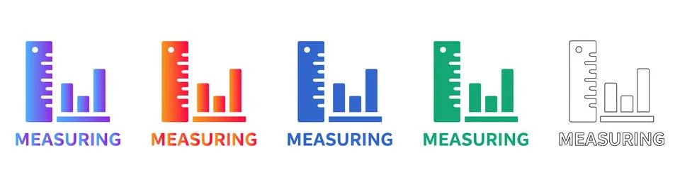 Measuring Tool Icon Set with Bar Charts Illustrazione stock