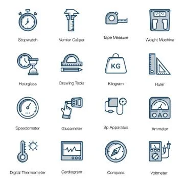 Measuring Tools Flat Vectors Pack Illustrazione stock
