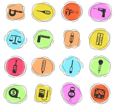 Measuring tools icon set Stock Illustration