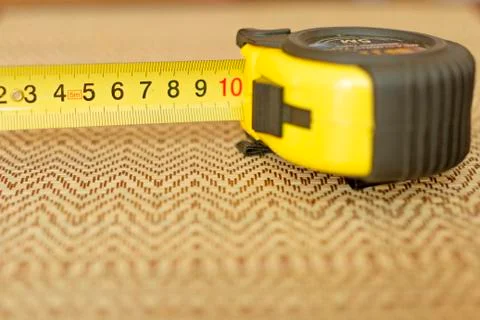 Measuring tools on a straw background. 스톡 사진