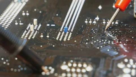 Measuring voltage on radio components. The process of determining the failure of Stock Footage 145411661