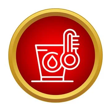 Measuring water temperature with a thermometer icon concept Stock Illustration