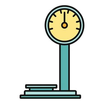 Measuring weight with mechanical standing bathroom scale Stock Illustration