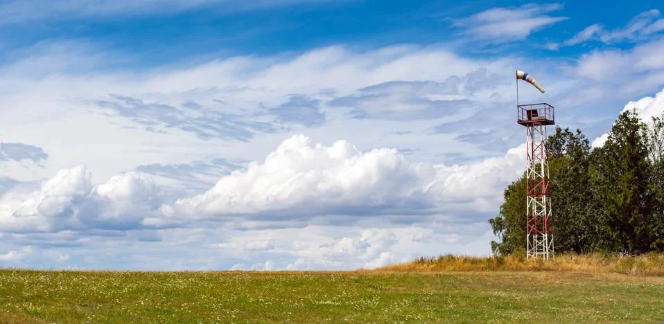 Measuring wind force and direction using a cone. Stock Photos