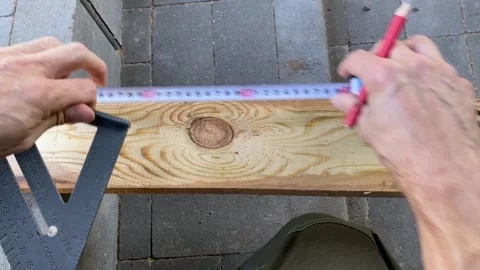Measuring wood for craft Stock Footage 341983333