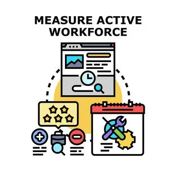 Measuring workforce activity and productivity concept illustration Stock Illustration