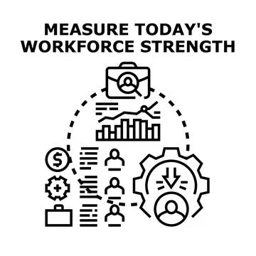 Measuring workforce strength and employee performance analysis Stockillustratie
