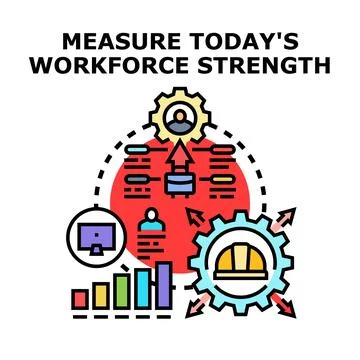 Measuring workforce strength and performance evaluation concept Stock Illustration