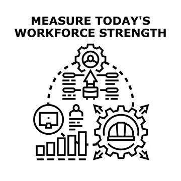 Measuring workforce strength and performance evaluation concept Stock Illustration