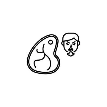 Meat, allergic face icon. Element of problems with allergies icon. Thin line Illustrazione stock