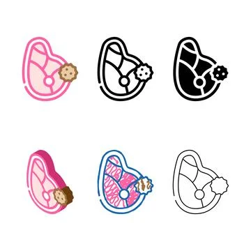 Meat allergy color icon vector clean flat Stock Illustration