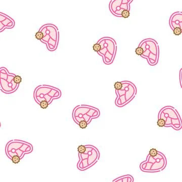 Meat allergy vector seamless pattern flat イラスト素材